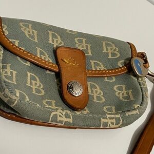Vtg Dooney & Bourke denim Monogram Wristlet bag